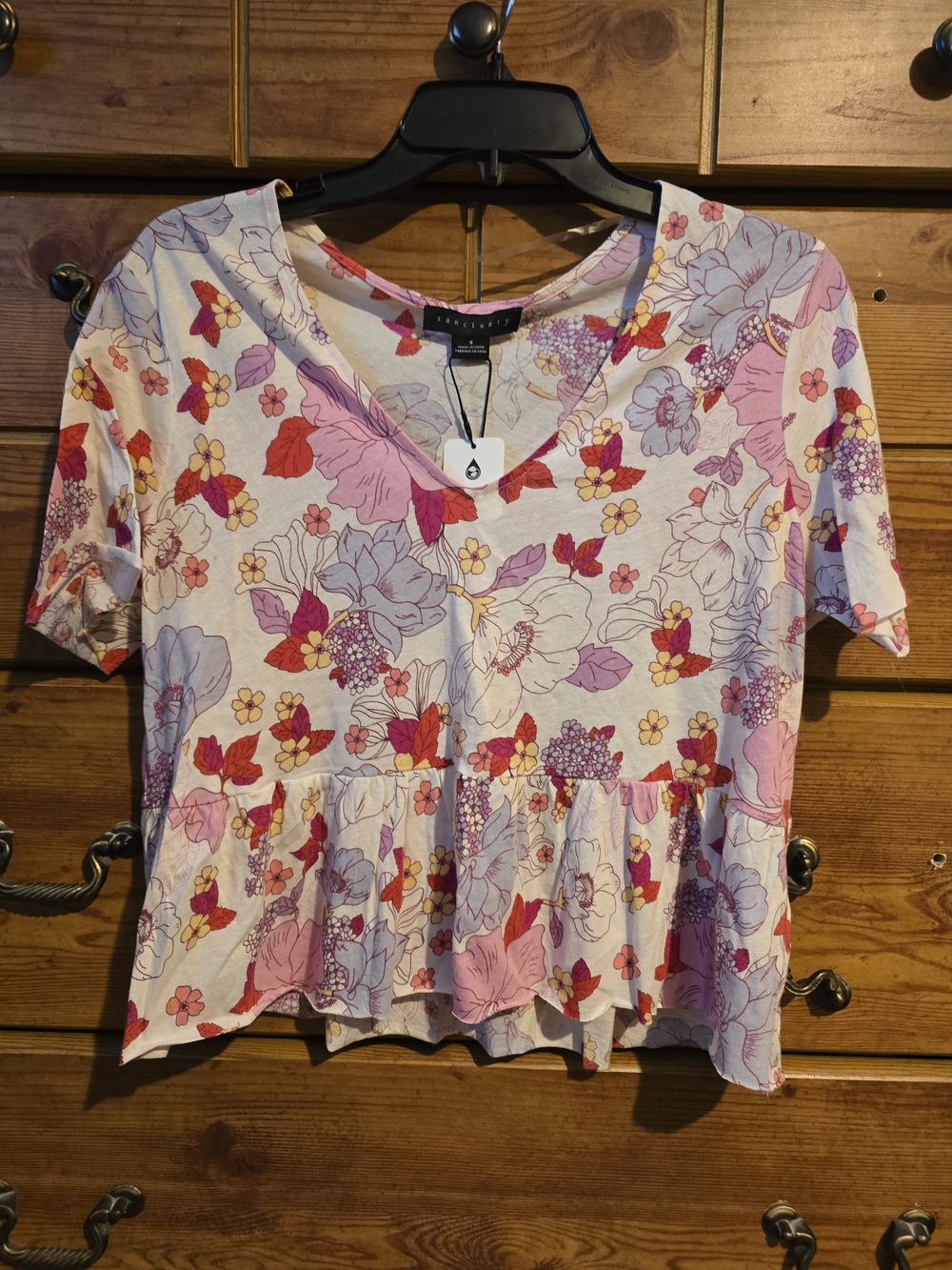 Sanctuary Floral Peplum Top - Pink, Red, Lavender